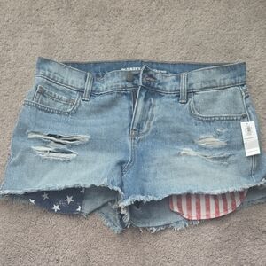 NWT Old Navy Americana Distressed Denim Shorts Sz 6
